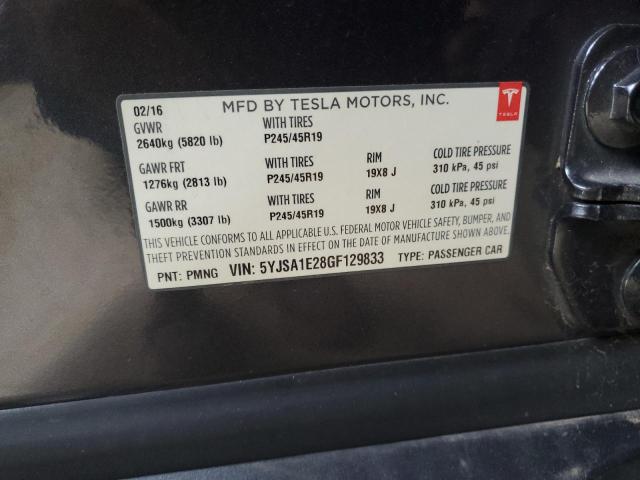 5YJSA1E28GF129833 - 2016 TESLA MODEL S GRAY photo 13