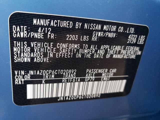 JN1AZ0CP6CT020892 - 2012 NISSAN LEAF SV BLUE photo 12