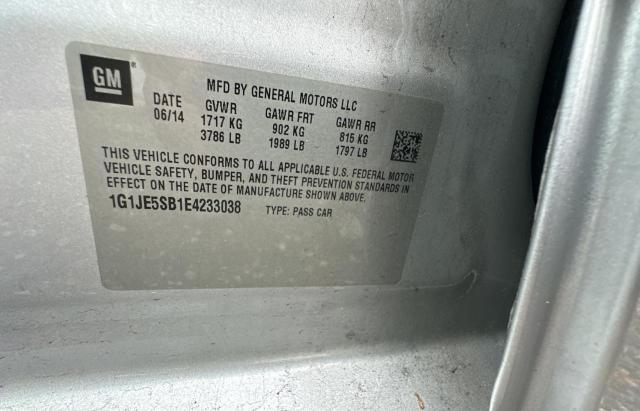 1G1JE5SB1E4233038 - 2014 CHEVROLET SONIC LTZ SILVER photo 10