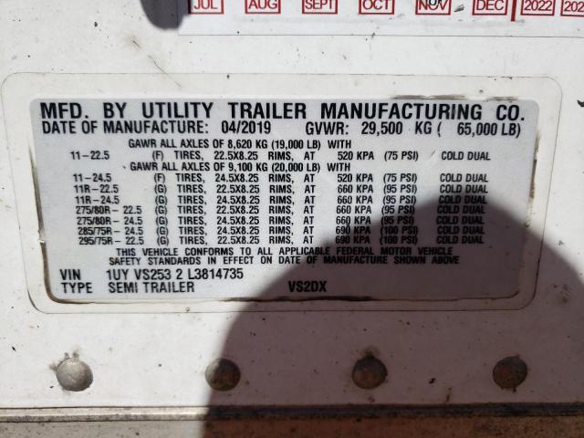 1UYVS2532L3814735 - 2019 UTILITY TRAILER WHITE photo 10