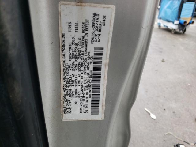 5TESN92N54Z430233 - 2004 TOYOTA TACOMA XTRACAB PRERUNNER ვერცხლისფერი ფოტო 12