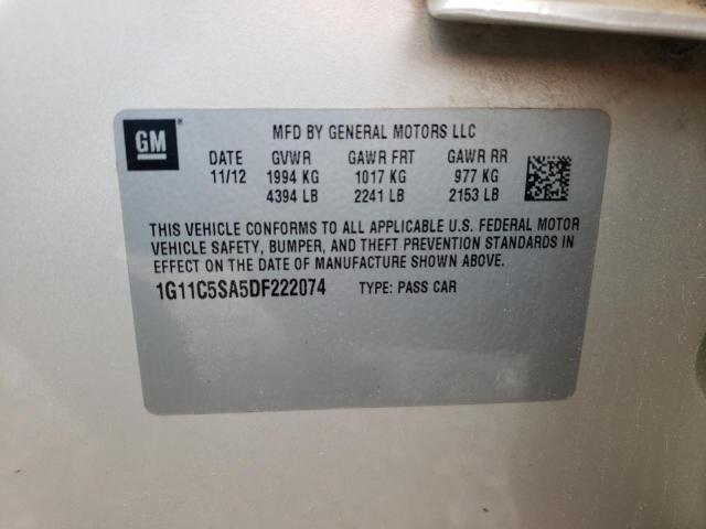 1G11C5SA5DF222074 - 2013 CHEVROLET MALIBU 1LT BEIGE photo 12