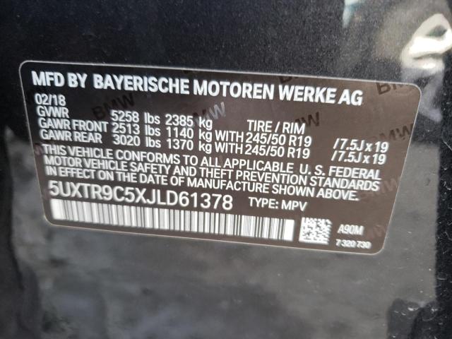 5UXTR9C5XJLD61378 - 2018 BMW X3 XDRIVE30I CHARCOAL photo 12