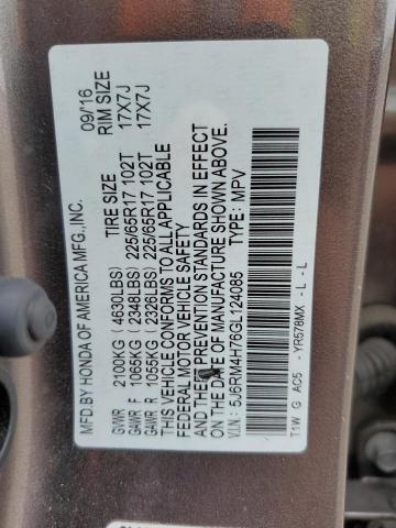 5J6RM4H76GL124085 - 2016 HONDA CR-V EXL BROWN photo 14