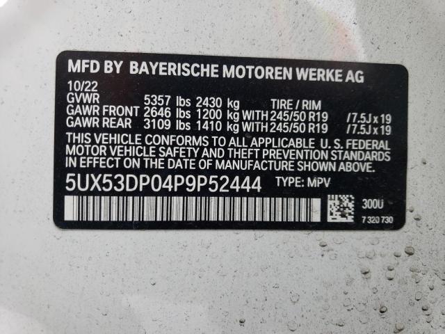 5UX53DP04P9P52444 - 2023 BMW X3 XDRIVE30I WHITE photo 12