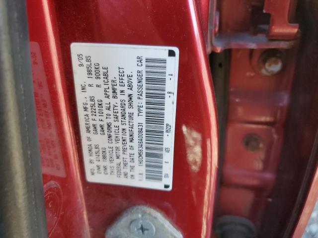 1HGCM56346A008431 - 2006 HONDA ACCORD SE RED photo 12