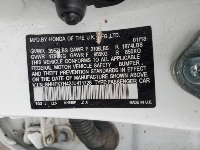 SHHFK7H42JU411728 - 2018 HONDA CIVIC SPORT 白色 照片 13