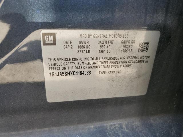 1G1JA5SHXC4194088 - 2012 CHEVROLET SONIC LS 灰色 照片 12