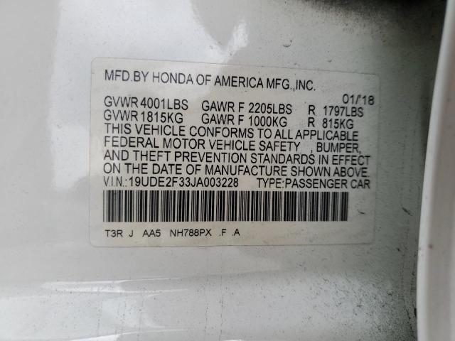 19UDE2F33JA003228 - 2018 ACURA ILX BASE WATCH PLUS WHITE photo 12