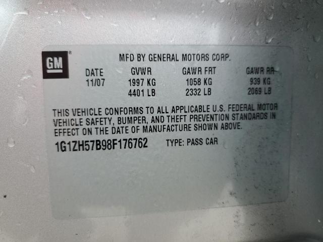 1G1ZH57B98F176762 - 2008 CHEVROLET MALIBU 1LT SILVER photo 12