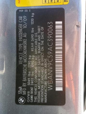 WBANV9C59AC390063 - 2010 BMW 535 XI GRAY photo 12