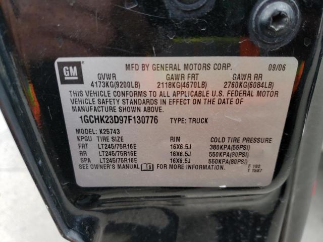 1GCHK23D97F130776 - 2007 CHEVROLET SILVERADO K2500 HEAVY DUTY BLACK photo 12