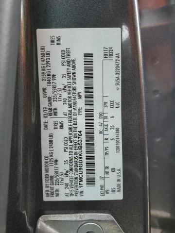 1FMCU9GD8KUB53764 - 2019 FORD ESCAPE SE GRAY photo 13