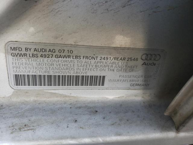 WAUFFAFL8BN015851 - 2011 AUDI A4 PREMIUM PLUS SILVER photo 12