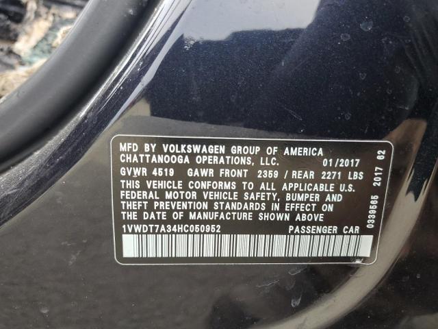 1VWDT7A34HC050952 - 2017 VOLKSWAGEN PASSAT R-LINE Սև լուսանկար 12