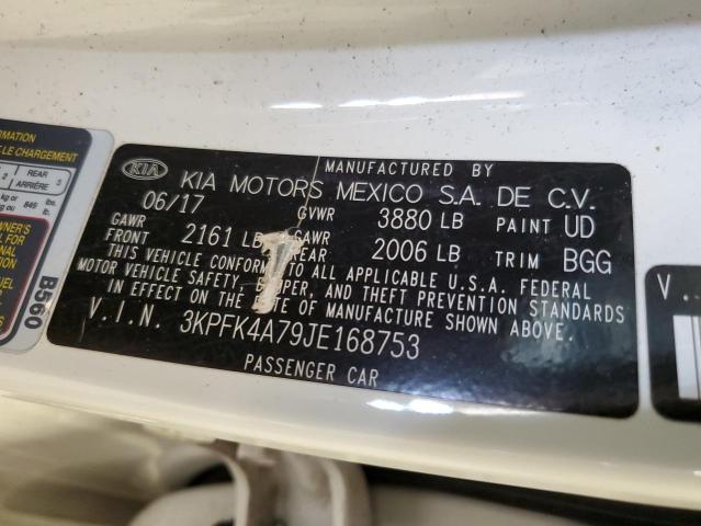 3KPFK4A79JE168753 - 2018 KIA FORTE LX WHITE photo 12