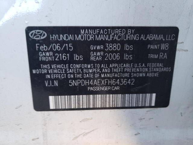 5NPDH4AEXFH643642 - 2015 HYUNDAI ELANTRA SE WHITE photo 12