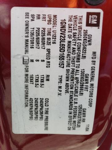 1GNDV23L65D165157 - 2005 CHEVROLET UPLANDER LS Qırmızı foto 12