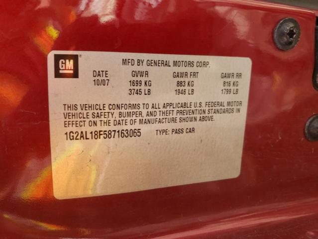 1G2AL18F587163065 - 2008 PONTIAC G5 Marron photo 12