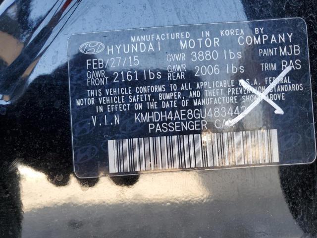 KMHDH4AE8GU483442 - 2016 HYUNDAI ELANTRA SE BLACK photo 12