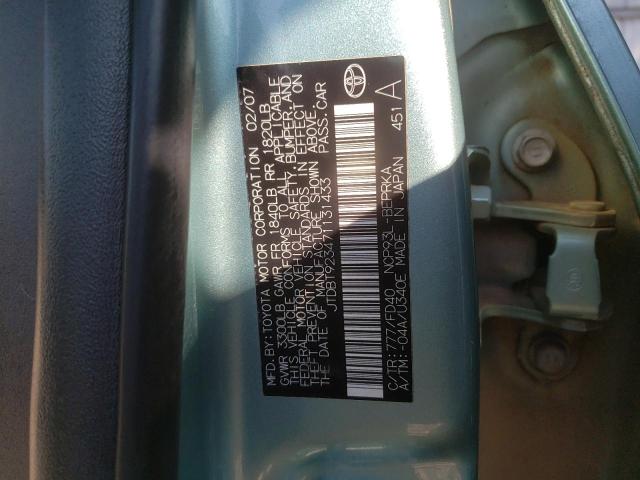 JTDBT923471131433 - 2007 TOYOTA YARIS TURQUOISE photo 12