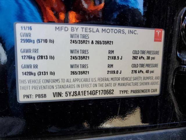 5YJSA1E14GF170662 - 2016 TESLA MODEL S Qara foto 13