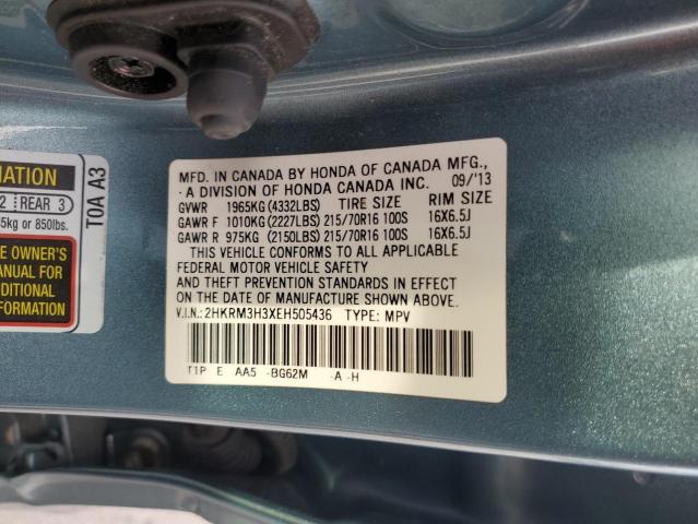 2HKRM3H3XEH505436 - 2014 HONDA CR-V LX BLUE photo 13