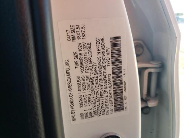 5J8TB4H74HL036673 - 2017 ACURA RDX ADVANCE WHITE photo 12