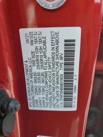 7FART6H86ME019630 - 2021 HONDA CR-V EXL RED photo 12