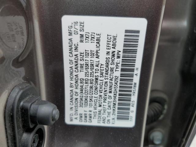 2HKRM3H4XGH554292 - 2016 HONDA CR-V SE GRAY photo 12