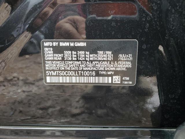 5YMTS0C00LLT10016 - 2020 BMW X3 M COMPETITION შავი ფოტო 13