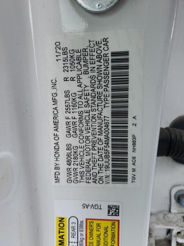 19UUB5F54MA004677 - 2021 ACURA TLX TECH A WHITE photo 12