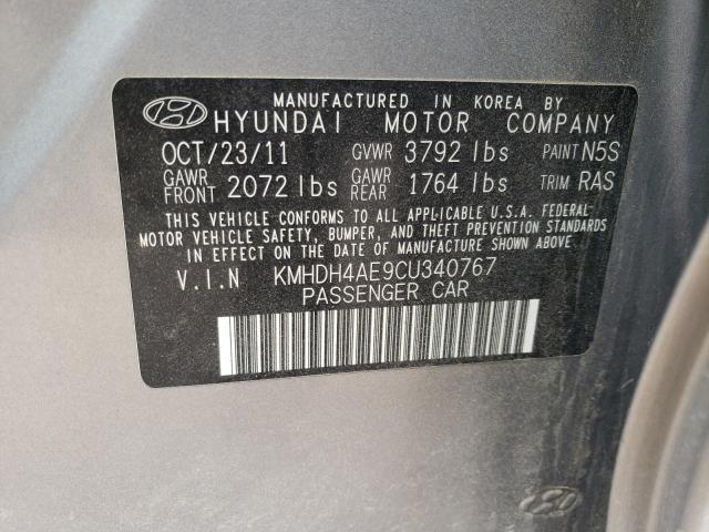 KMHDH4AE9CU340767 - 2012 HYUNDAI ELANTRA GLS SILVER photo 12