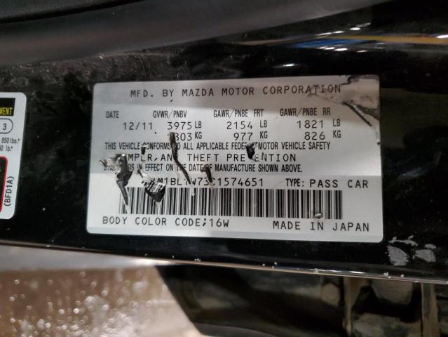 JM1BL1W73C1574651 - 2012 MAZDA 3 I BLACK photo 12