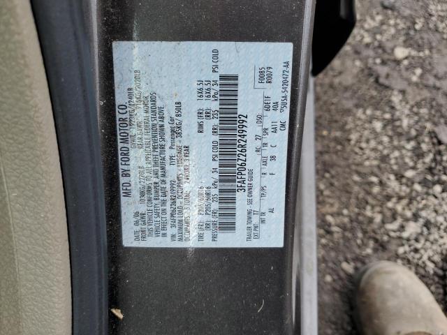 3FAFP06Z26R249992 - 2006 FORD FUSION S GRAY photo 13