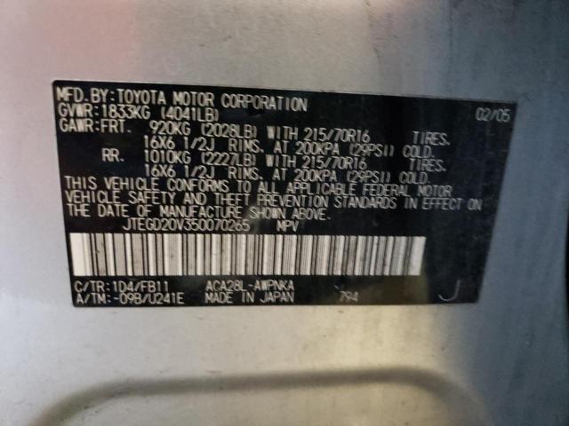 JTEGD20V350070265 - 2005 TOYOTA RAV4 SILVER photo 13