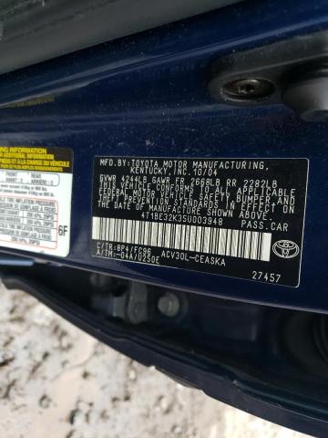 4T1BE32K35U003948 - 2005 TOYOTA CAMRY LE BLUE photo 12