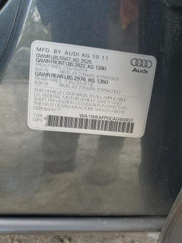 WA1WKAFP0CA046807 - 2012 AUDI Q5 PRESTIGE GRAY photo 12