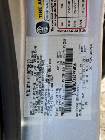 3FAHP0JAXBR295056 - 2011 FORD FUSION SEL SILVER photo 12