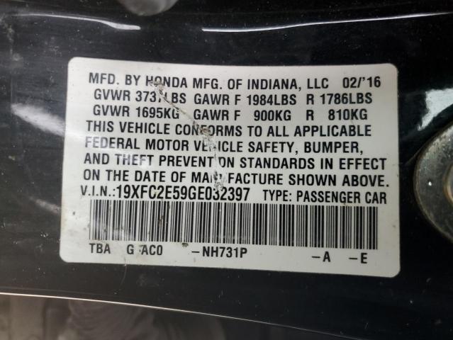 19XFC2E59GE032397 - 2016 HONDA CIVIC LX BLACK photo 12