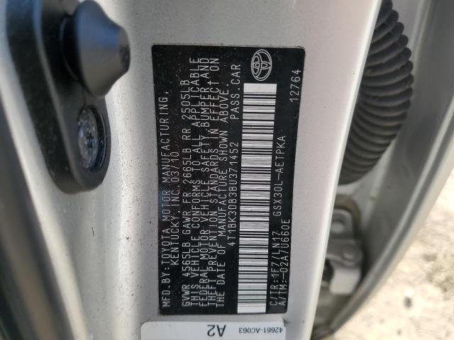 4T1BK3DB3BU371452 - 2011 TOYOTA AVALON BASE 银色 照片 12