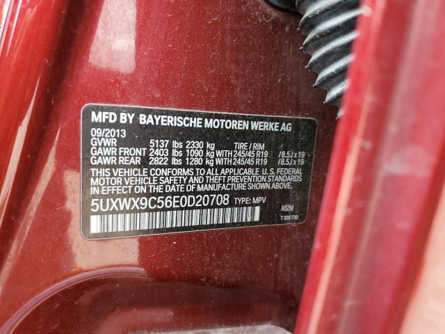 5UXWX9C56E0D20708 - 2014 BMW X3 XDRIVE28I RED photo 12