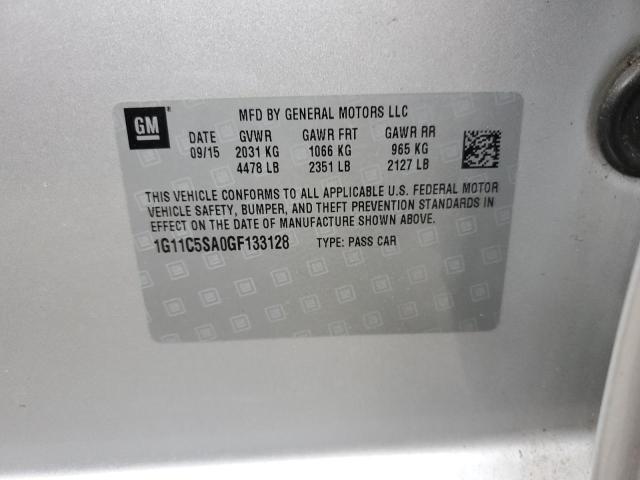 1G11C5SA0GF133128 - 2016 CHEVROLET MALIBU LIM LT 银色 照片 13