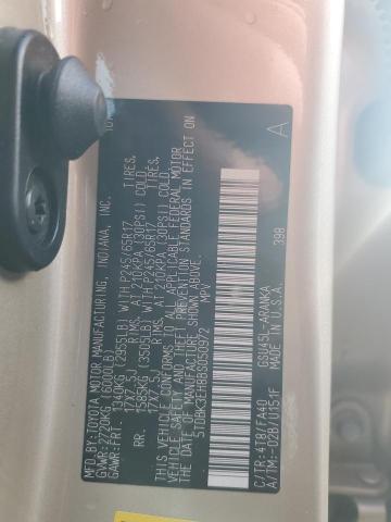 5TDBK3EH8BS050972 - 2011 TOYOTA HIGHLANDER BASE أسمر صورة 13