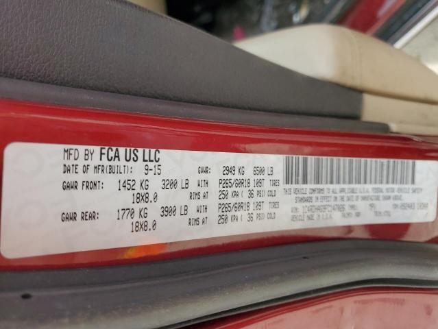 1C4RDHAG9FC147026 - 2015 DODGE DURANGO SXT RED photo 13