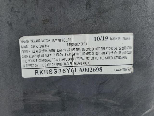 RKRSG36Y6LA002698 - 2020 YAMAHA XC155 RED photo 9