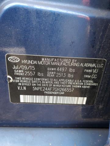 5NPE24AF7GH266557 - 2016 HYUNDAI SONATA SE BLUE photo 13