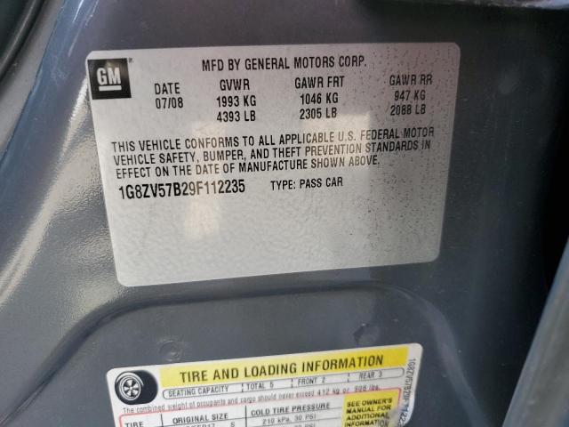 1G8ZV57B29F112235 - 2009 SATURN AURA XR CHARCOAL photo 12