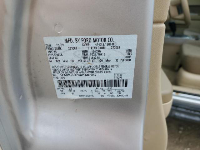 1FMCU0D79AKA87052 - 2010 FORD ESCAPE XLT SILVER photo 12