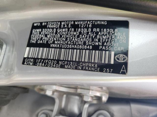 VNKKTUD36HA080848 - 2017 TOYOTA YARIS L SILVER photo 12